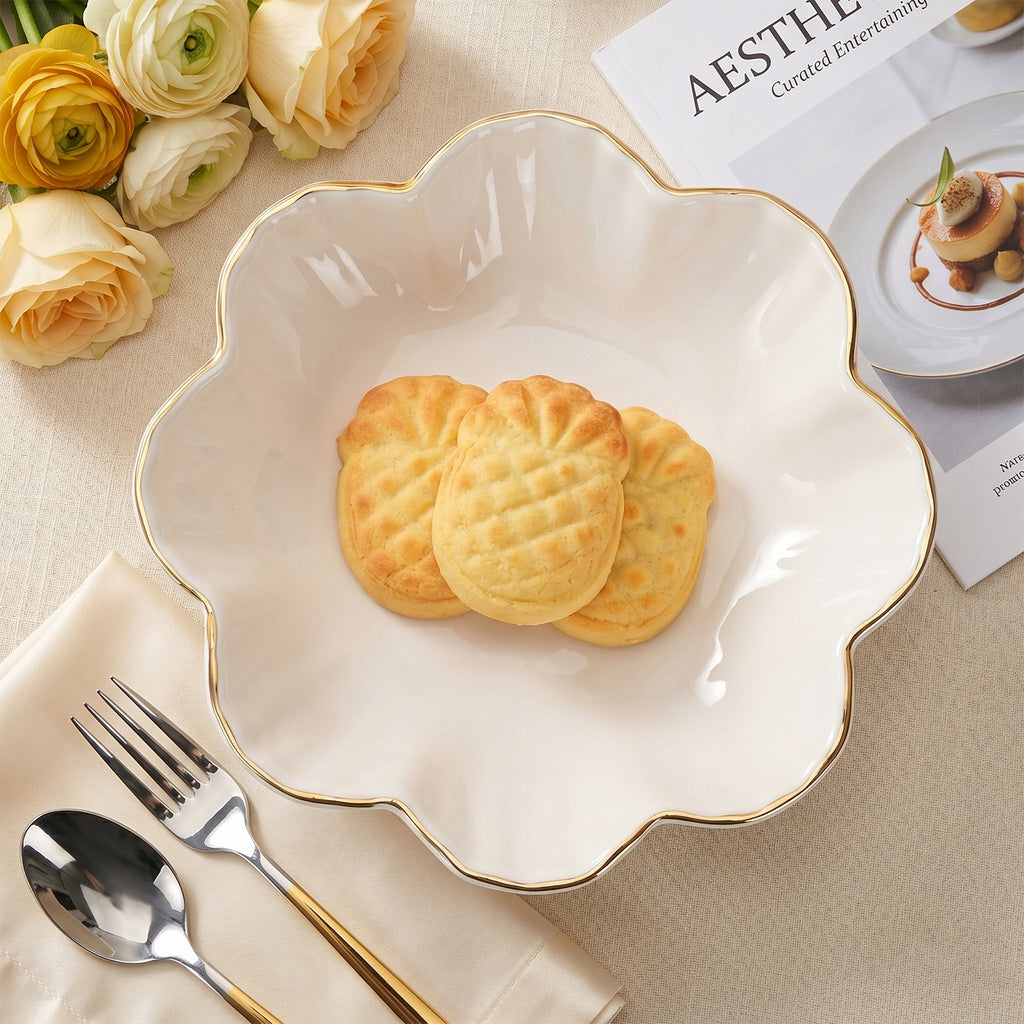 Lotus Flower Decorative Serving Tray Stylish Snack Dry Fruit Platter (1 Pc)