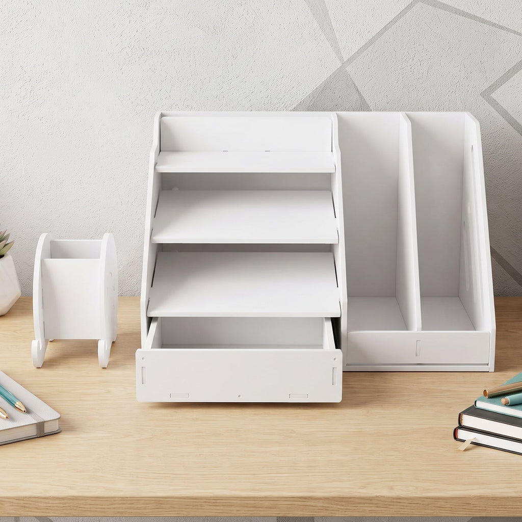 Multifunctional Desk Organizer Storage Cabinet With Drawer File Rack (1 Set)