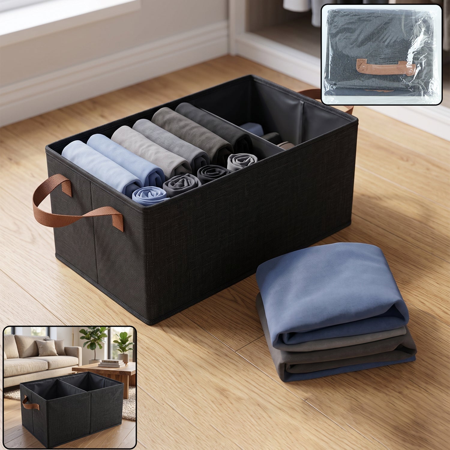 Foldable cloth storage basket handle