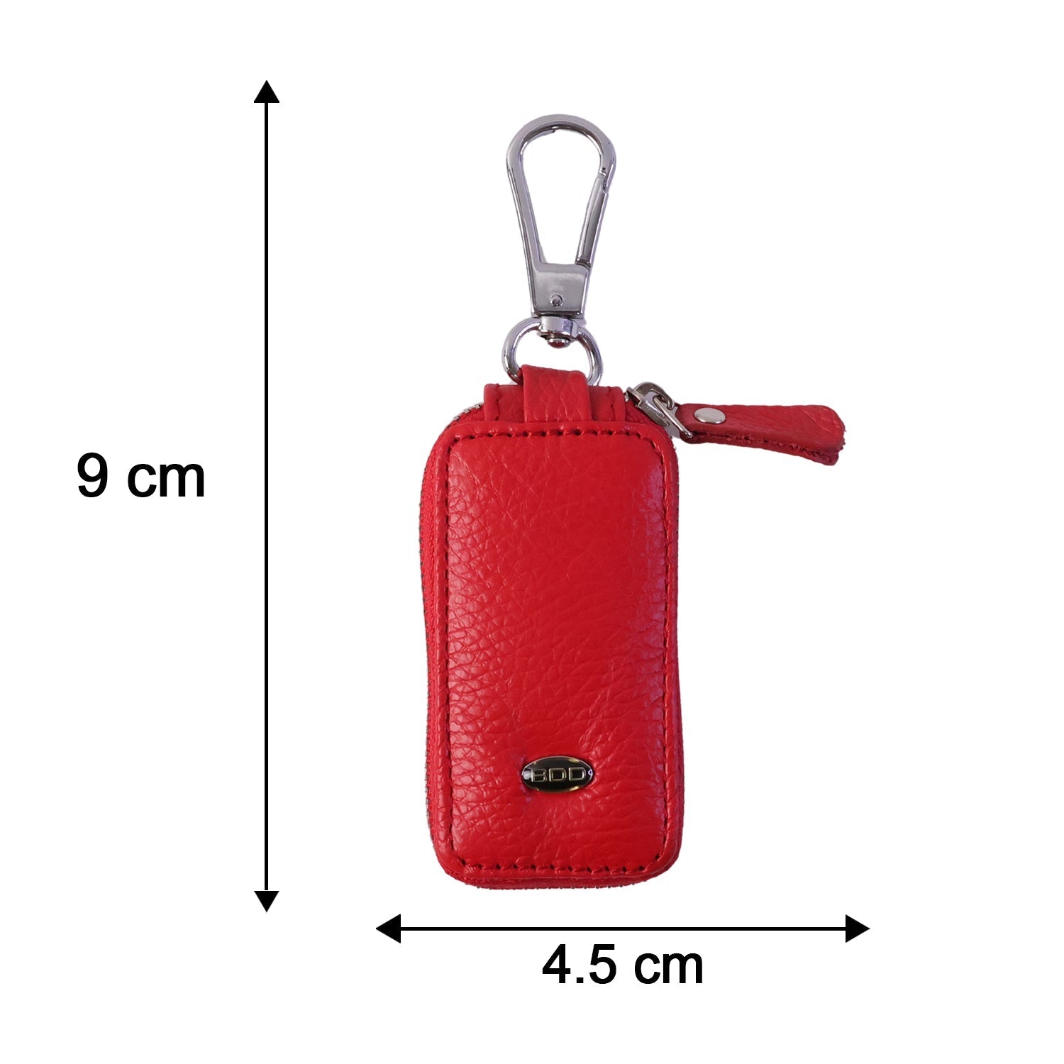 Leather Car Key Case Smart Key Holder Pouch With Zip And Snap Hook (1 Pc)