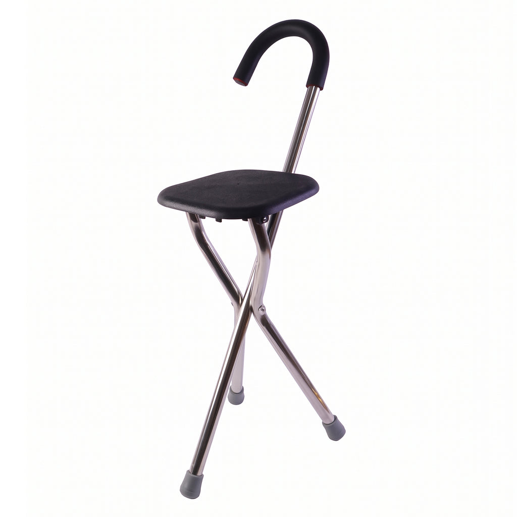 Folding Walking Stick With Seat 3 Leg Cane Stool Chair Support Stand (1 Pc)