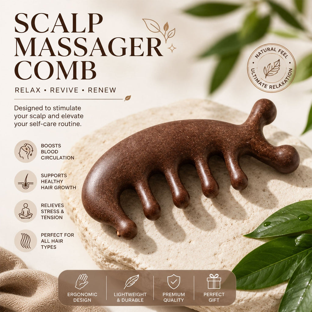 Wooden Scalp Head Massager Comb Manual Acupressure Hair Relaxer (1 Pc)