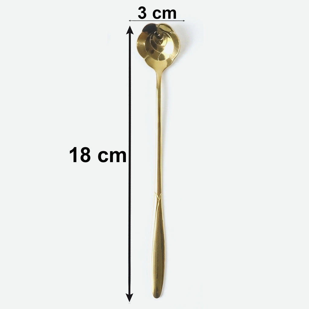 Golden Mini Serving Spoon Set Steel Dessert Tea Coffee Spoons For Home (4 Pc Set)