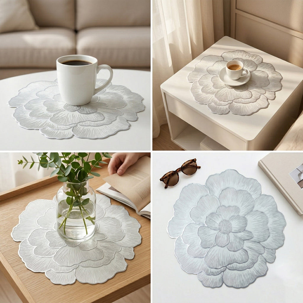 Floral placemat on dining table