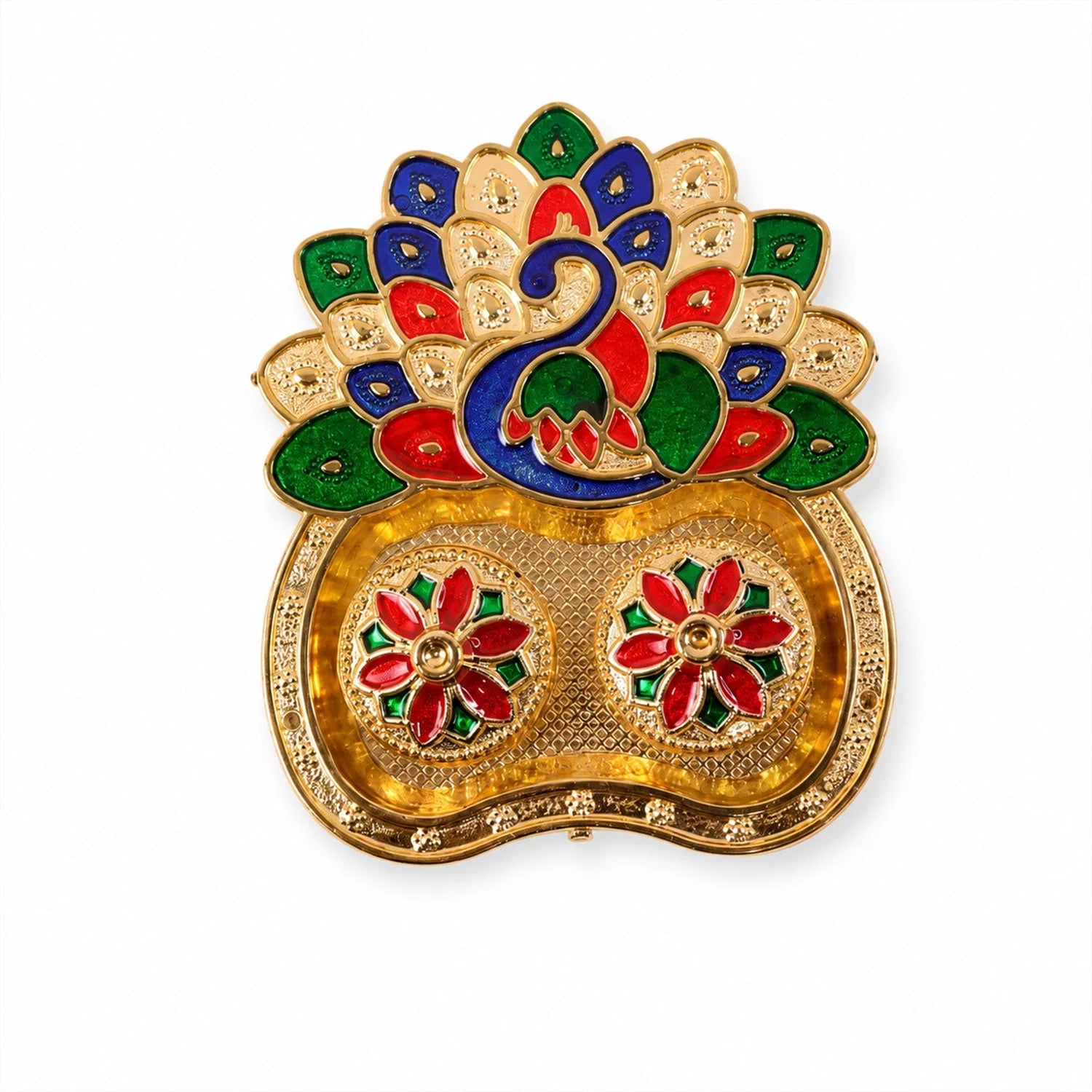 Peacock Shaped Kankavati Kumkum Holder For Puja And Tilak Rituals (1 Pc)