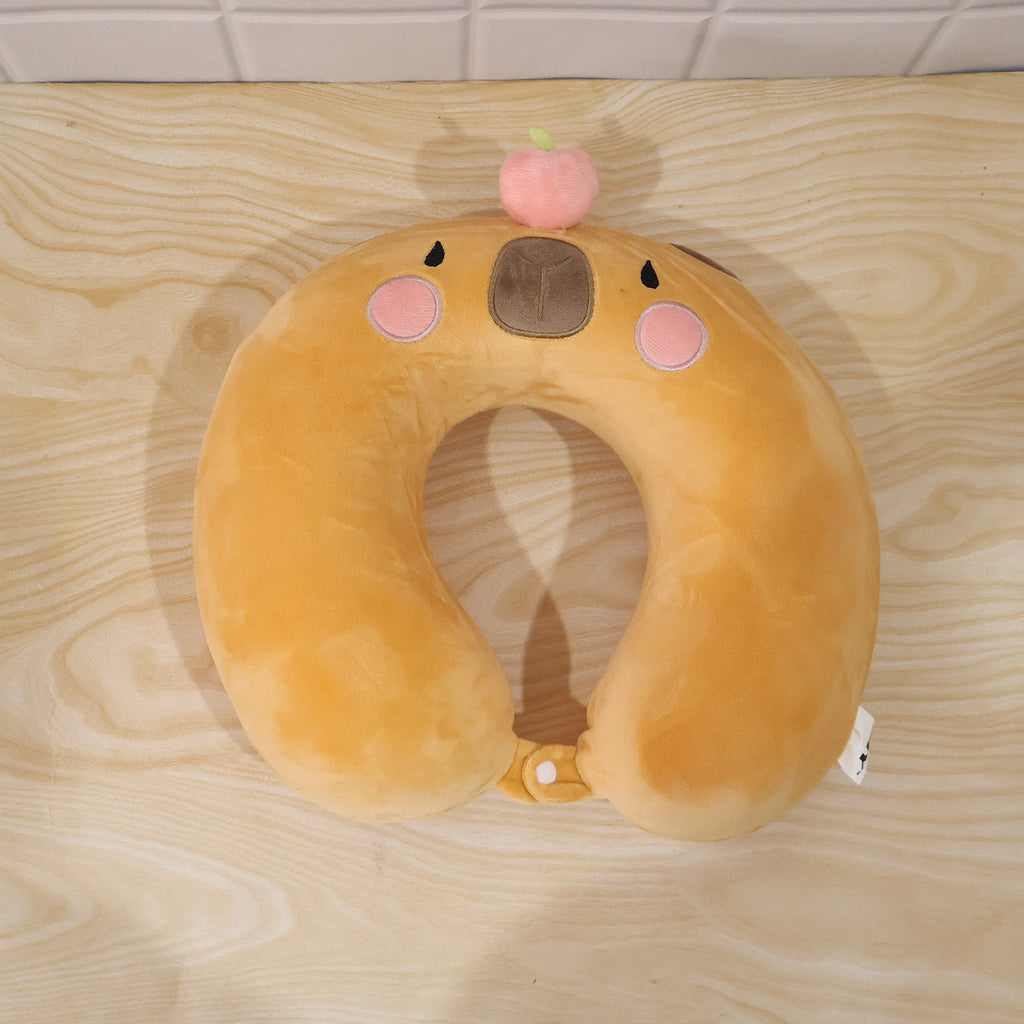 U-shaped Travel Neck Pillow Cute Capybara Soft Plush Pillow For Kids (1 Pc)