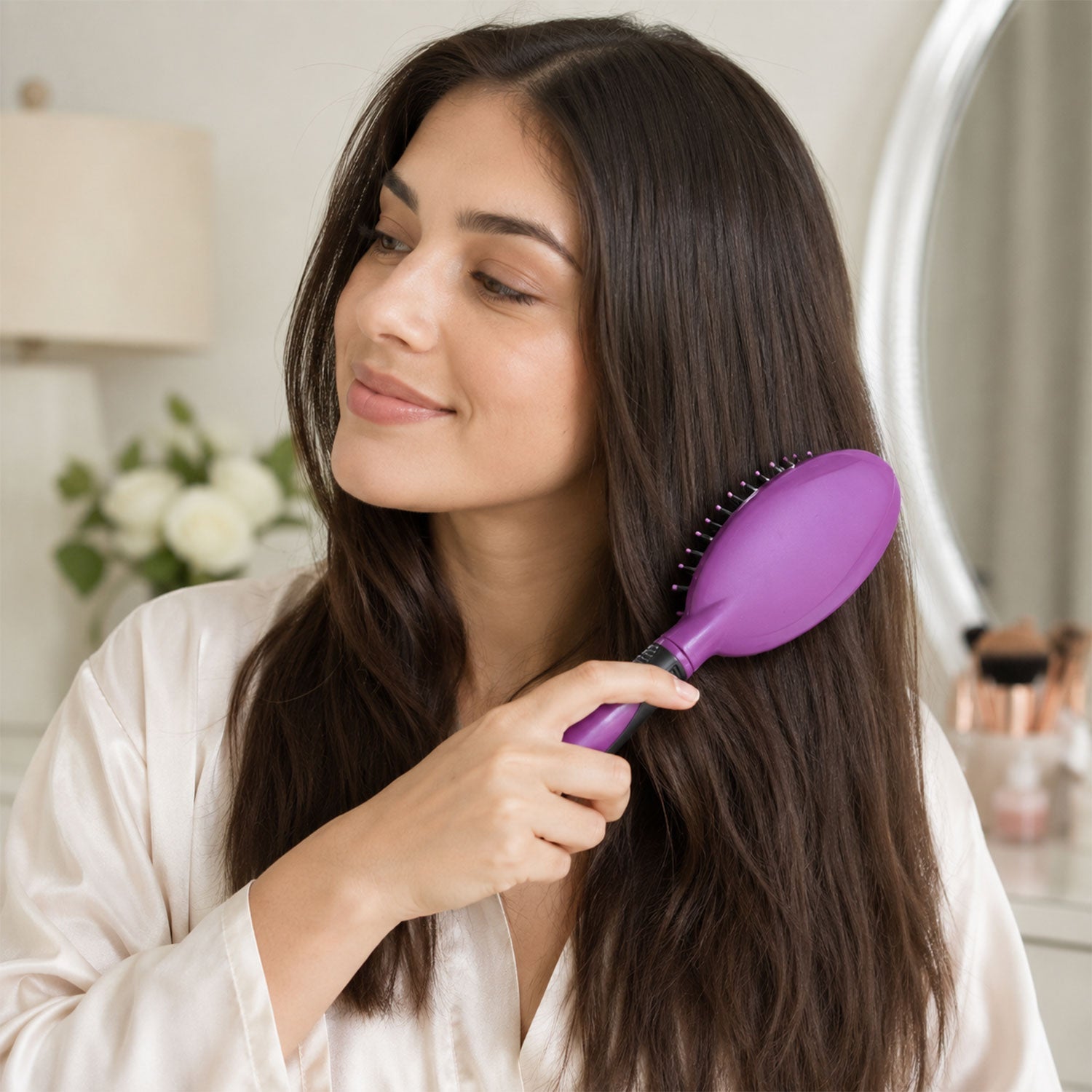 Cushioned Paddle Hair Brush With Ball Tip Bristles For Men And Women (1 Pc)