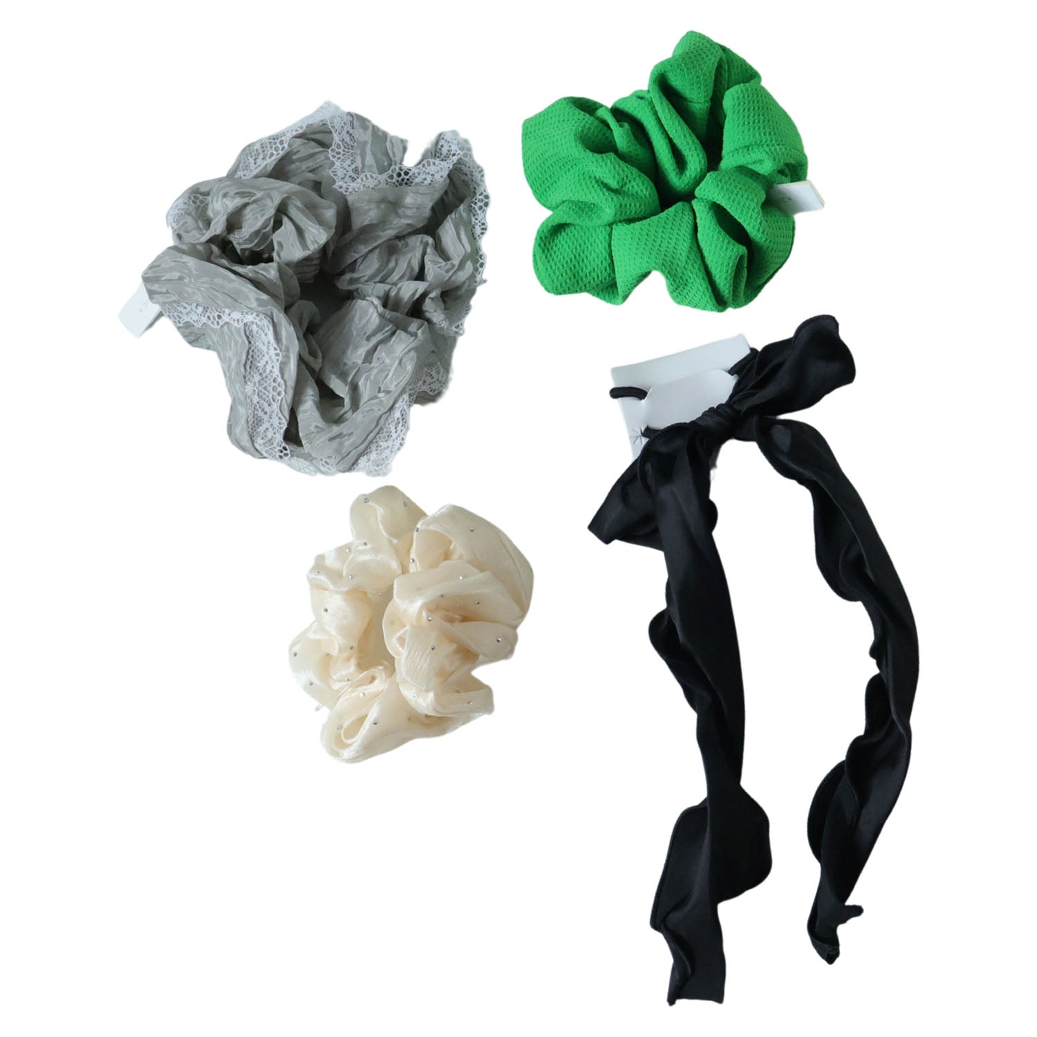 Stylish Fabric Hair Scrunchie With Bow Tie Design(1 Pc Mix Color  Design)