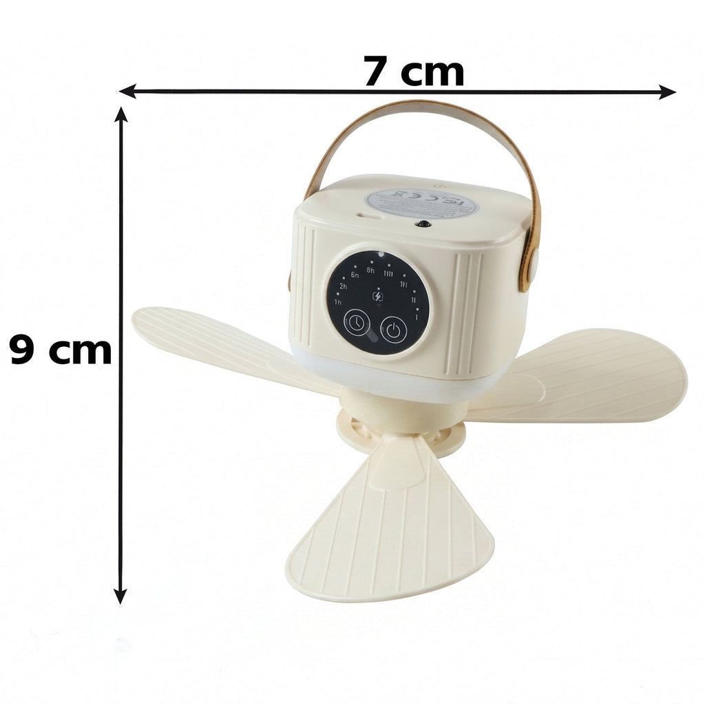 3 In 1 Rechargeable Camping Fan With Led Light Timer And Hanging Hook (1 Pc)
