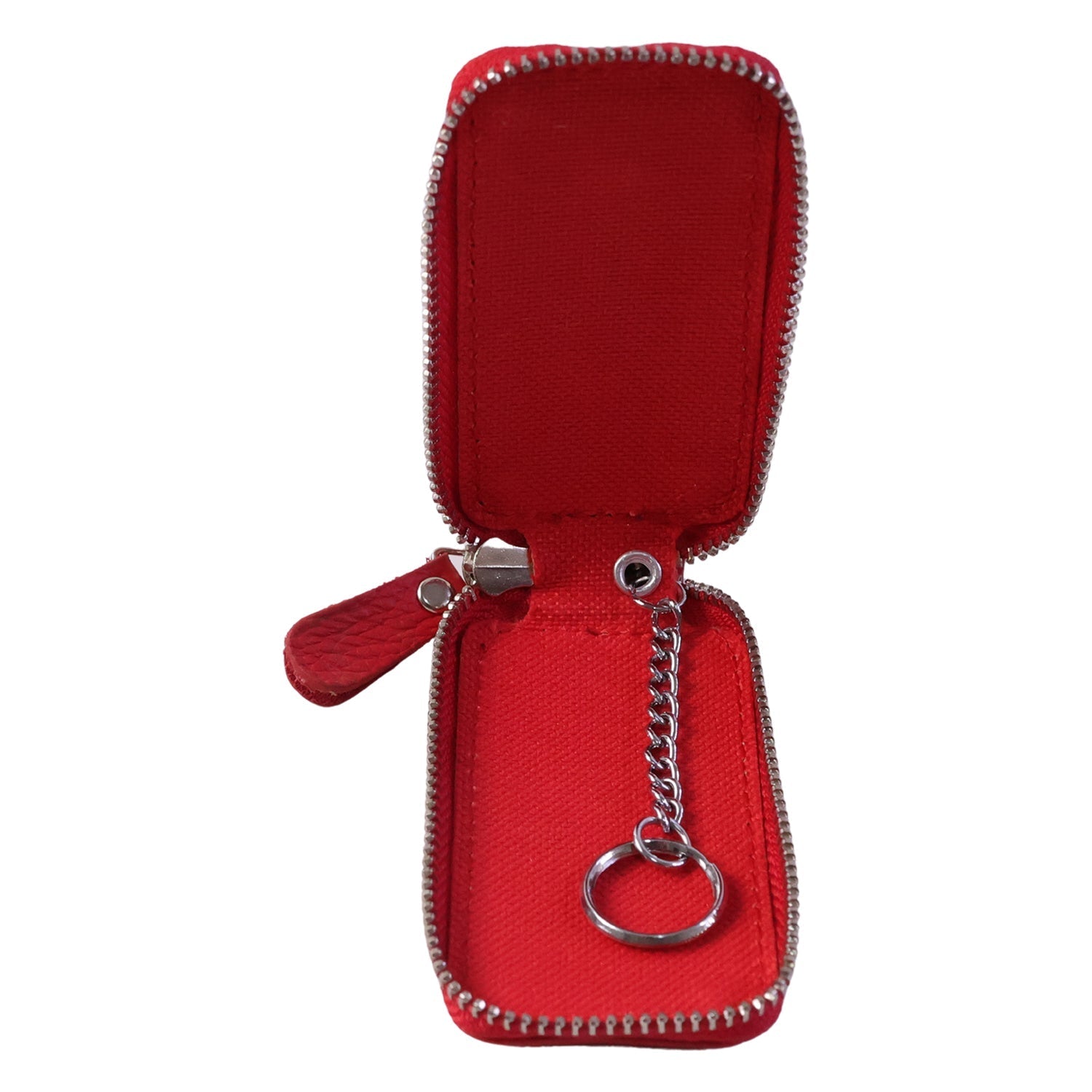 Leather Car Key Case Smart Key Holder Pouch With Zip And Snap Hook (1 Pc)