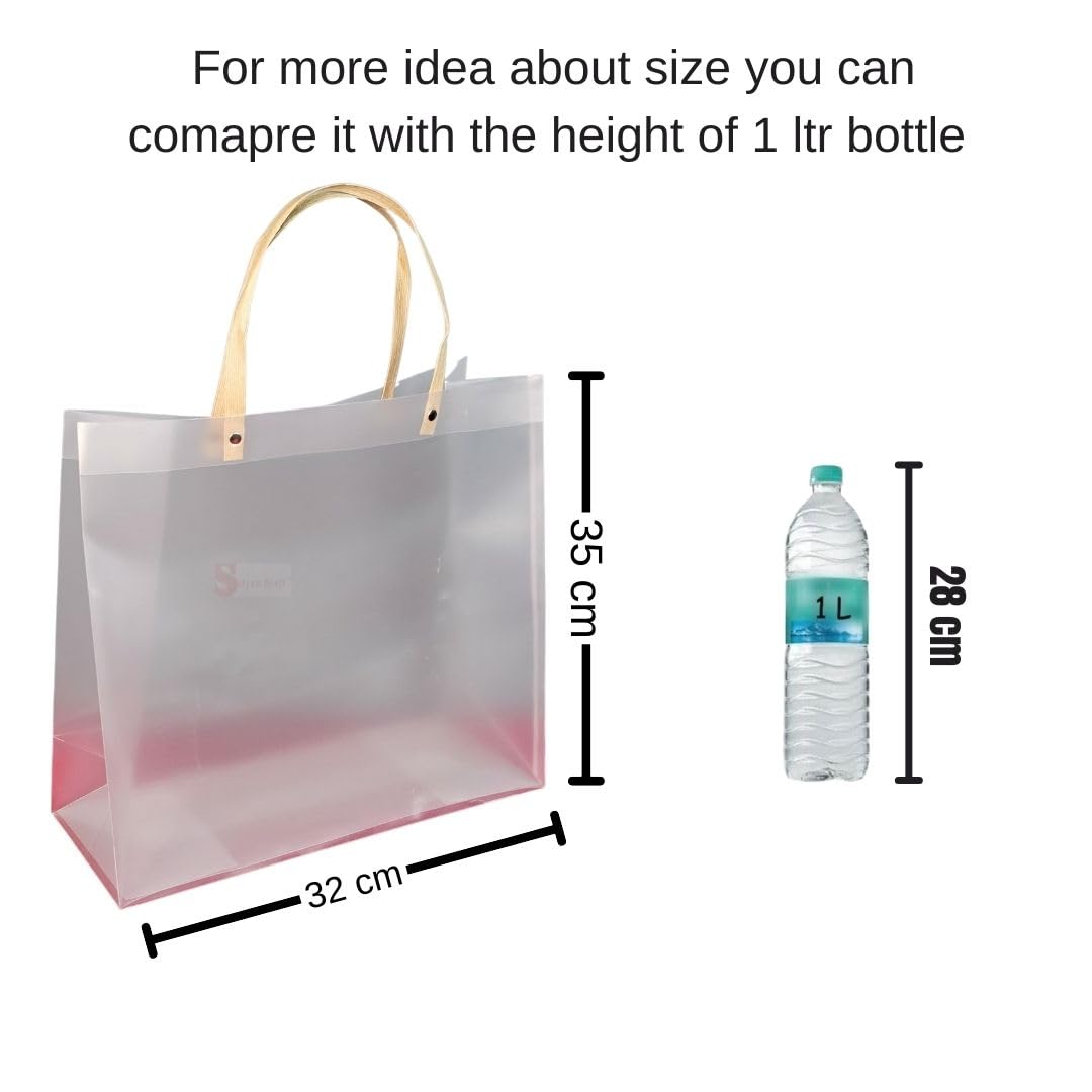 Large Size (35 X 14 X 32 CM) Translucent Bags Goodie Bags With Handle Gift bag, hamper bag, Carry Bags, shopping gift bag, gift for Gifting, Presents, Return Gifts, Birthday, Party, Festivals - Image 2
