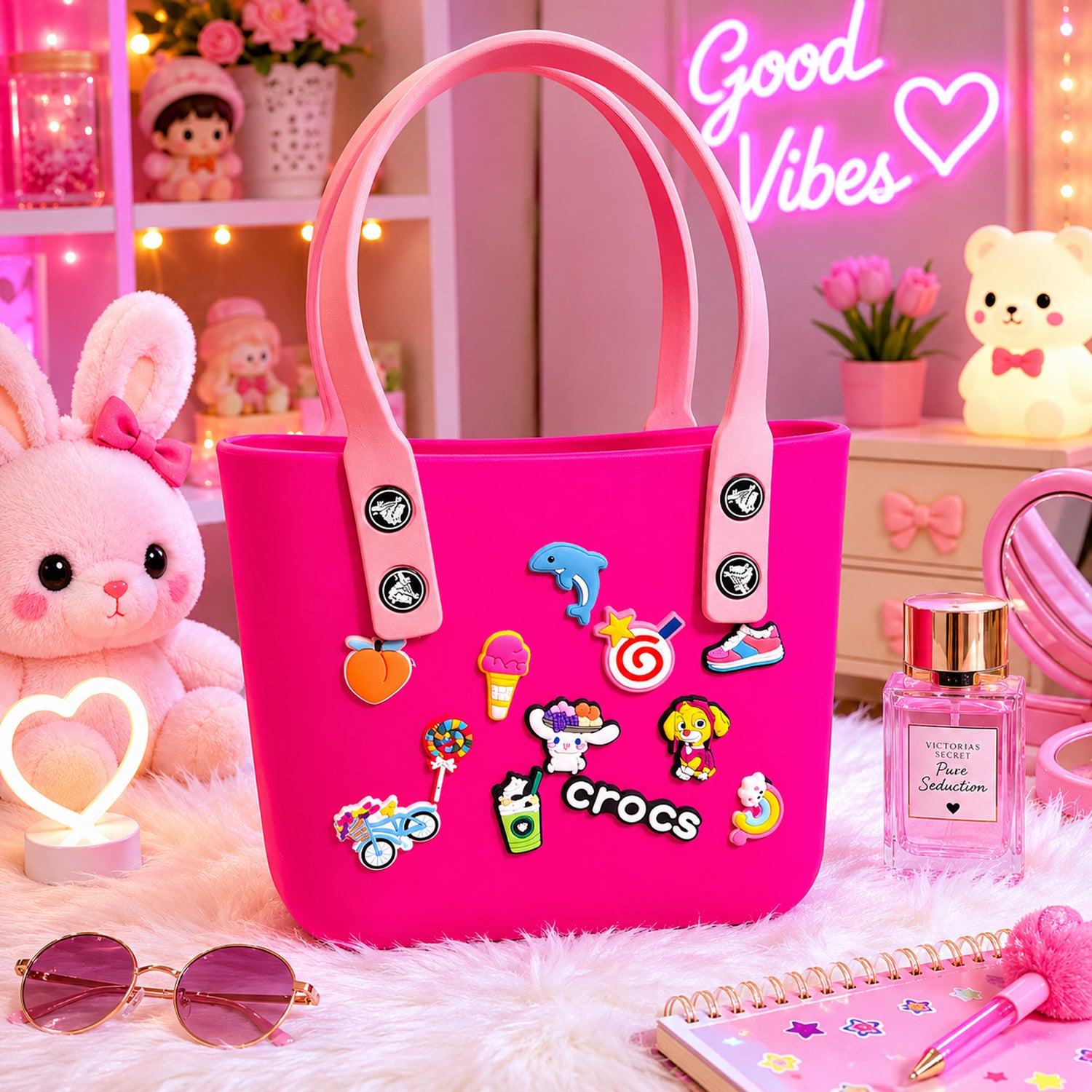 Stylish Crocs Style Tote Bag Trendy Casual Handbag For Women Girls (1 Pc)