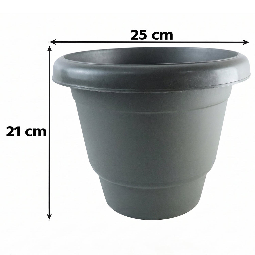 Plastic Round Flower Pot Planter Set Durable Gardening Pots With Rim (6 Pcs Set)