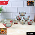 8234 Rose Glass Multipurpose Pudding  Dessert  Ice Cream Bowl Set For Home Use Home  Kitchen Serving Bowl For Sundae Sweets Snacks Fruit Pudding Nuts Or Dip Serving Bowls 6 Medium  1 Big Bowl (Set Of 7 Pc)