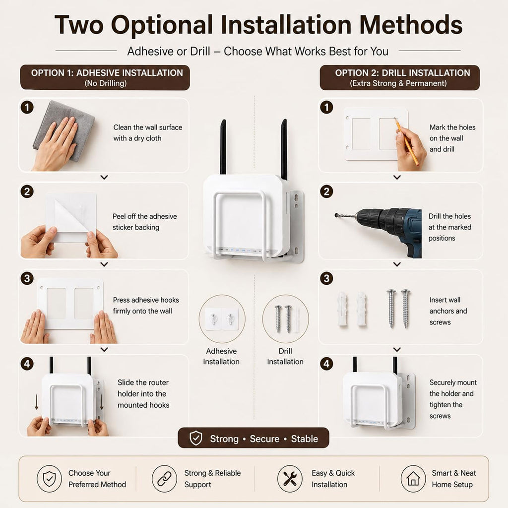 Wall Mount Wifi Router Bracket Holder Stand Shelf For Set Top Box (1 Pc)