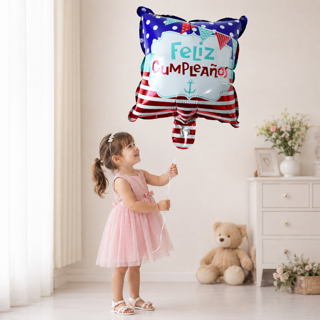 Square Feliz Cumpleanos Birthday Foil Balloon For Decoration (1 Pc)