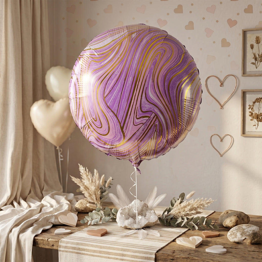 Round Marble Design Foil Balloon For Party Decoration (1 Pc)