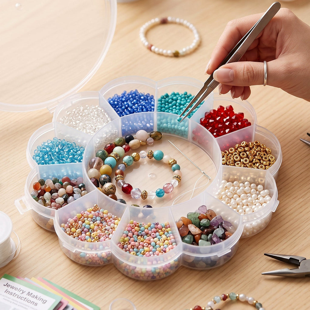 13 Section Flower Shape Transparent Plastic Organizer Storage Box (1 Pc)