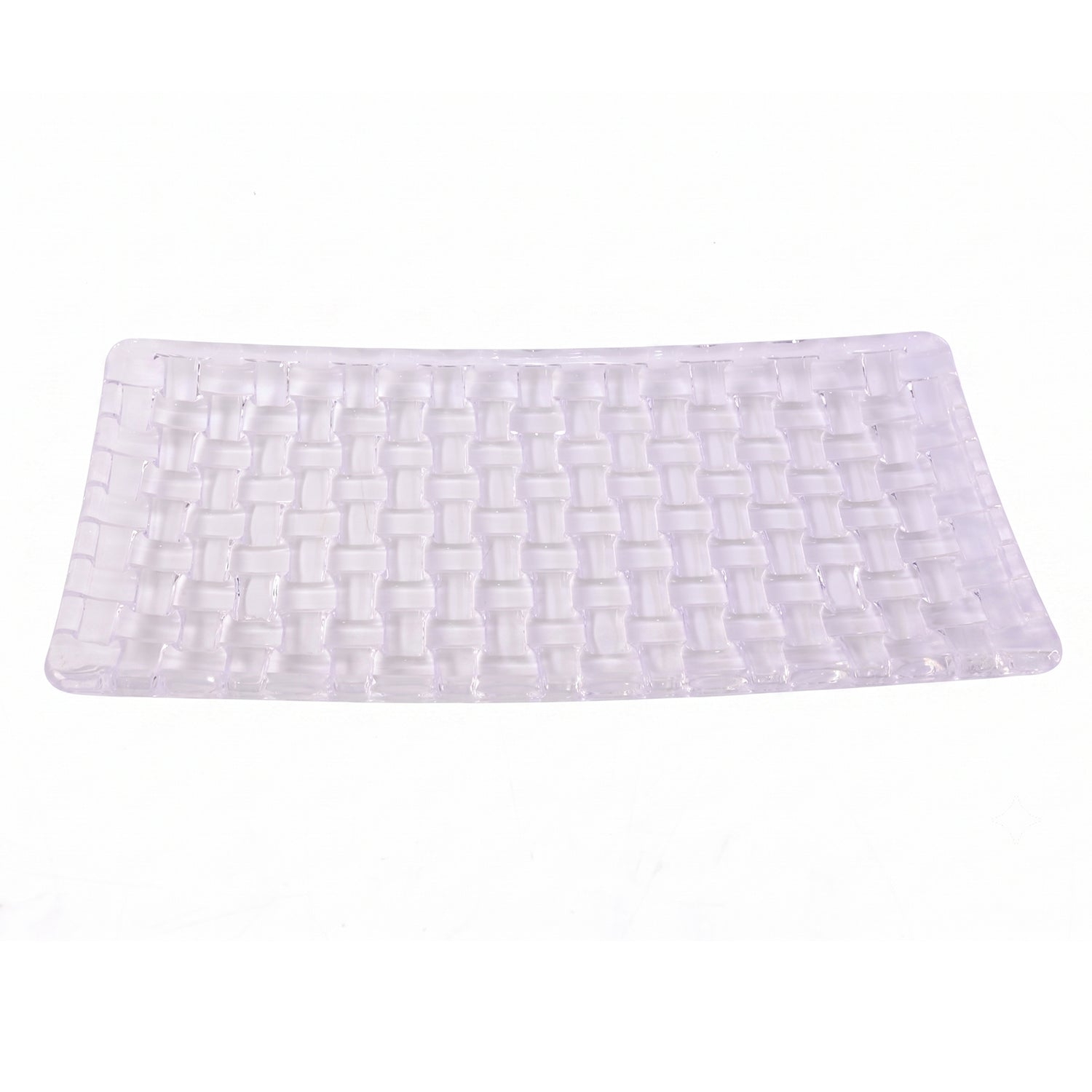 Transparent Glass Serving Tray 11 Inch Rectangular Basketweave Platter (1 Pc)