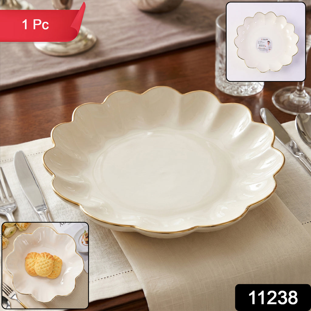 Lotus Flower Decorative Serving Tray Stylish Snack Dry Fruit Platter (1 Pc)