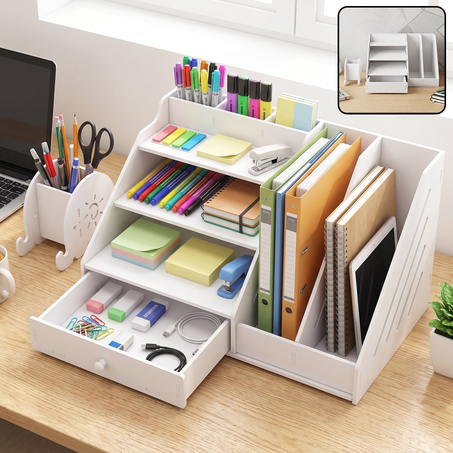 Multifunctional Desk Organizer Storage Cabinet With Drawer File Rack (1 Set)