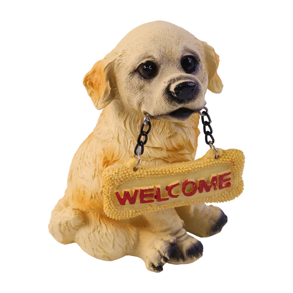 Cute Welcome Dog Statue Decorative Showpiece Resin Figurine For Home Decor (1 Pc)