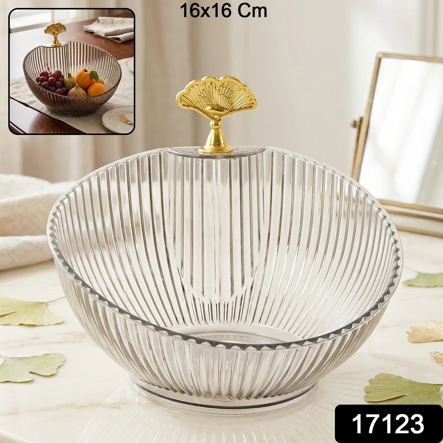 Premium Plastic Decorative Fruit Bowl With Gold Accent For Dining Table (1 Pc)