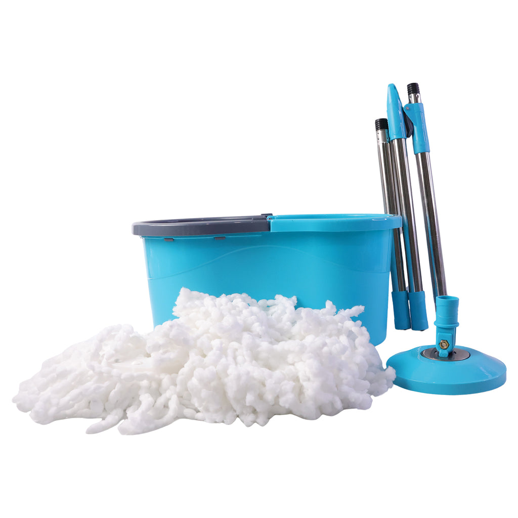 360 Degree Spin Mop Bucket Set With Adjustable Stainless Steel Handle (1 Set)