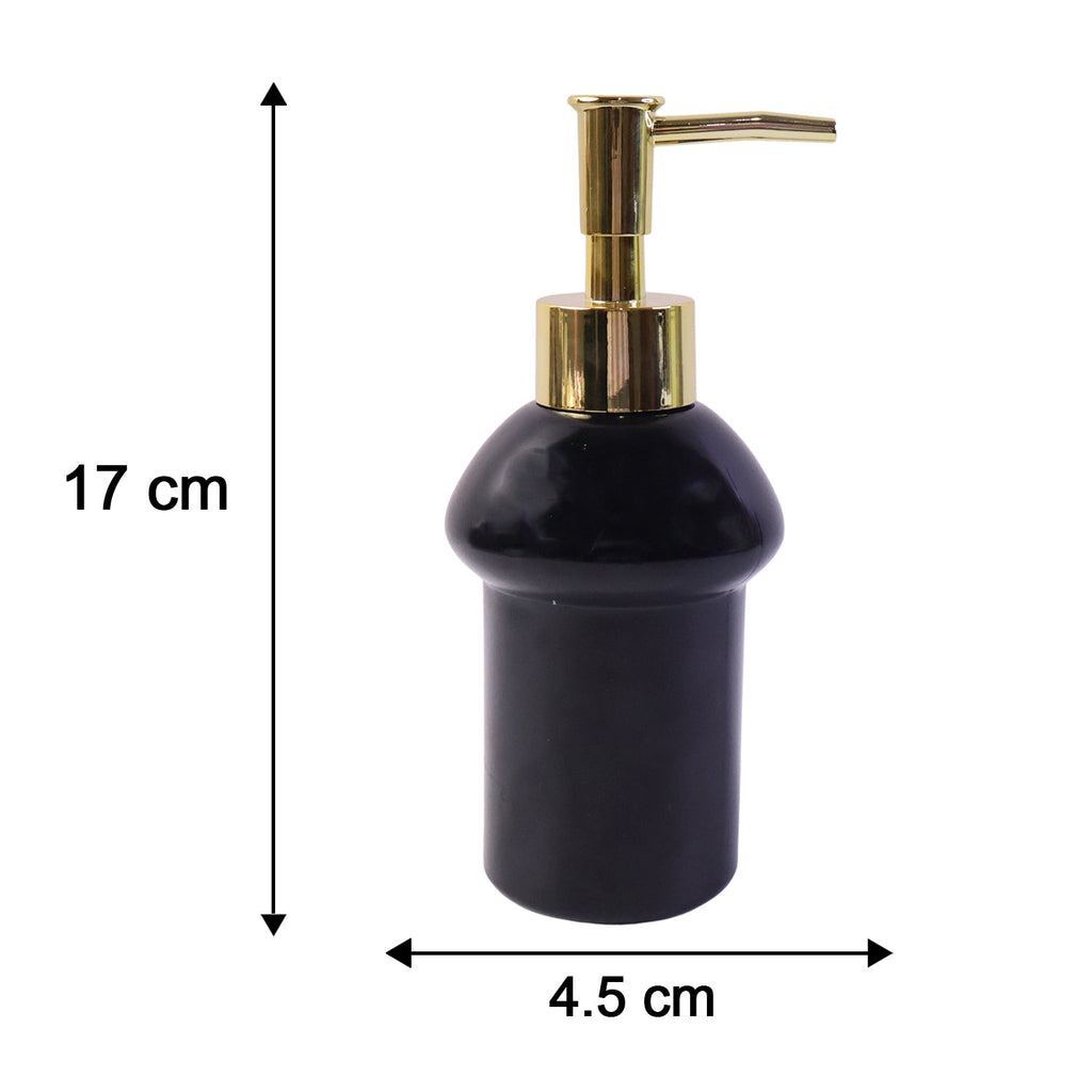 Black Glass Liquid Soap Dispenser Bottle With Gold Pump Refillable (1 Pc)
