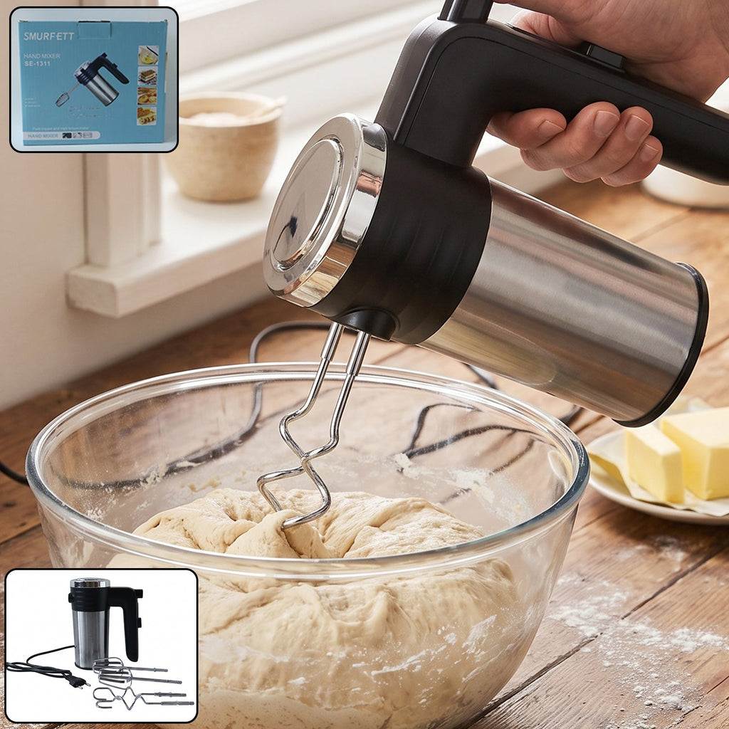 Electric Hand Mixer 500w With Beaters Dough Hooks For Cake And Baking (1 Pc)