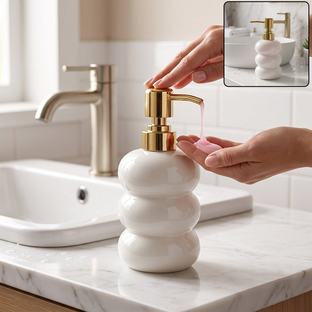 Glass Liquid Soap Dispenser Bottle With Gold Pump Refillable (1 Pc)
