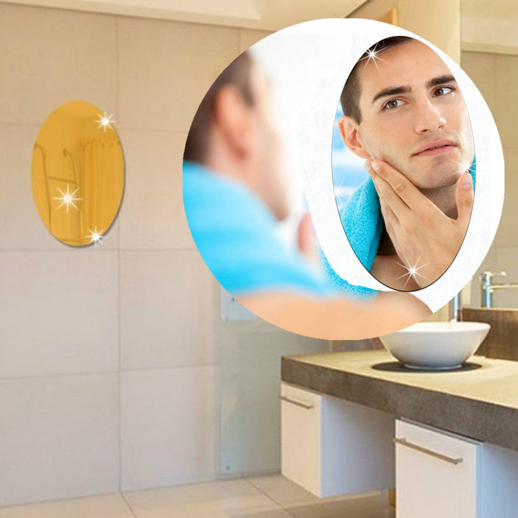 1795 Oval Shape 3d Mirror Sticker Used In All Kinds Of Household And Official Purposes As A Sticker Etc (2 Pc Set)