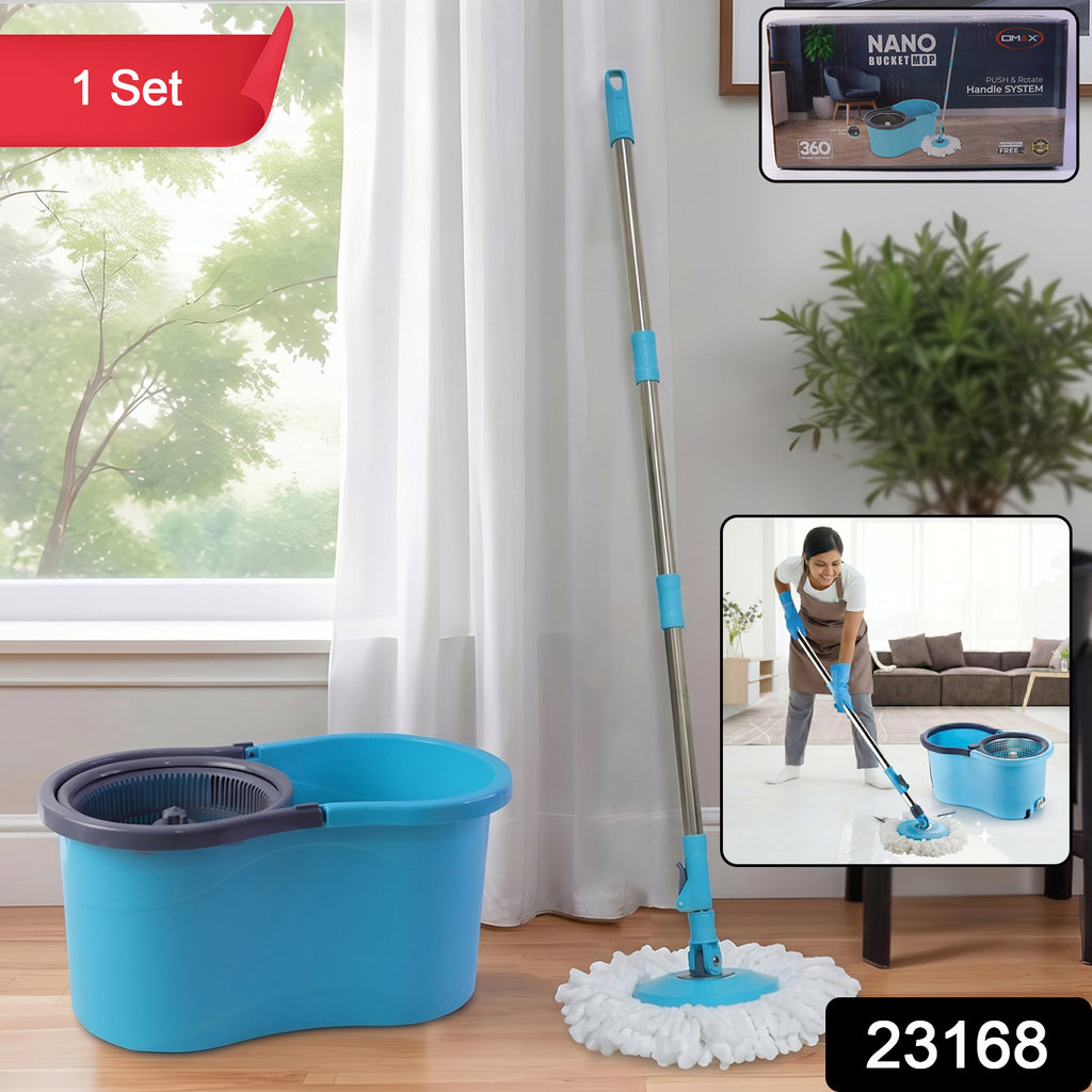 360 Degree Spin Mop Bucket Set With Adjustable Stainless Steel Handle (1 Set)