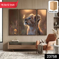 Lion Cub 3 Panel Mdf Wall Frame Wall Art Painting 16.5x12in (1 Pc)
