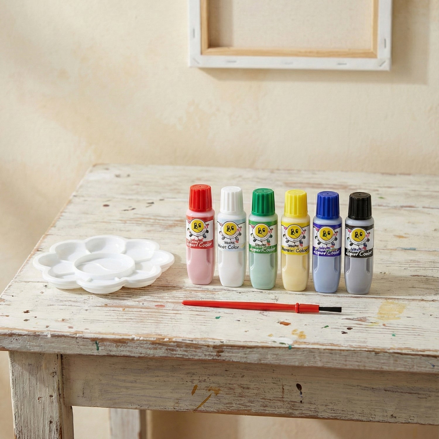 Kids Water Colour Painting Set With Brush  Mixing Palette (1 Set)