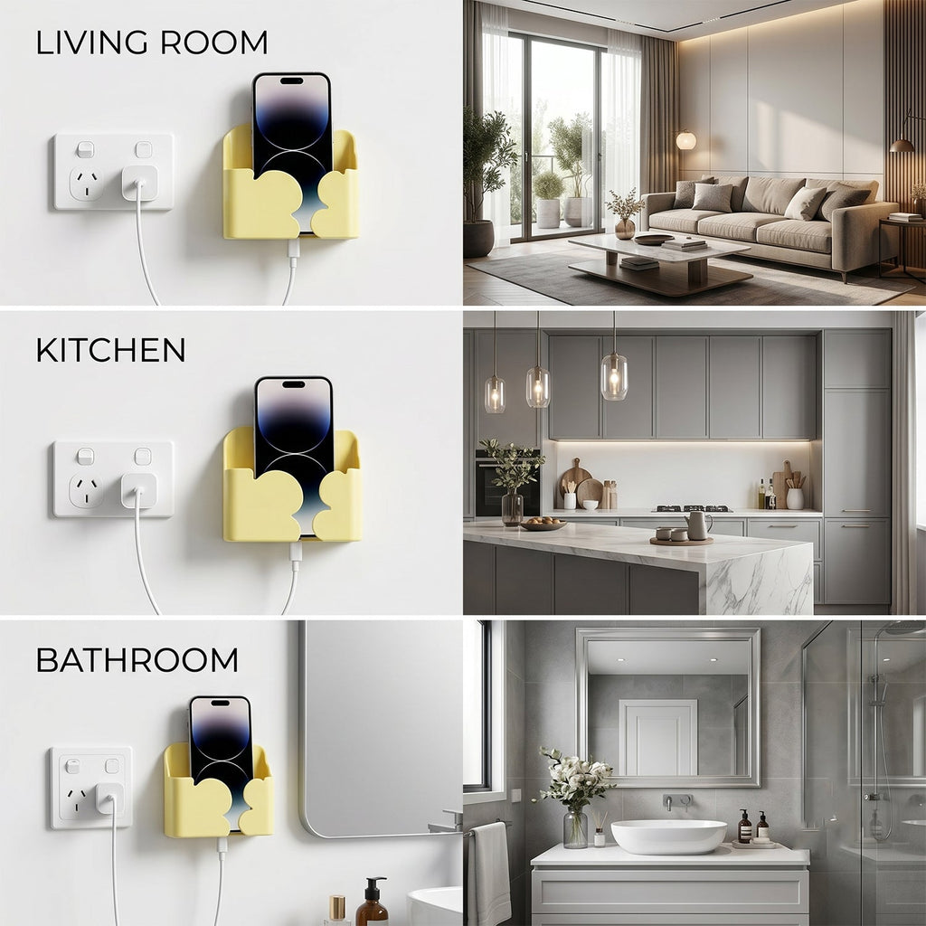 Wall Mount Mobile Phone Holder Self Adhesive Charging Stand For Home (1 Pc)