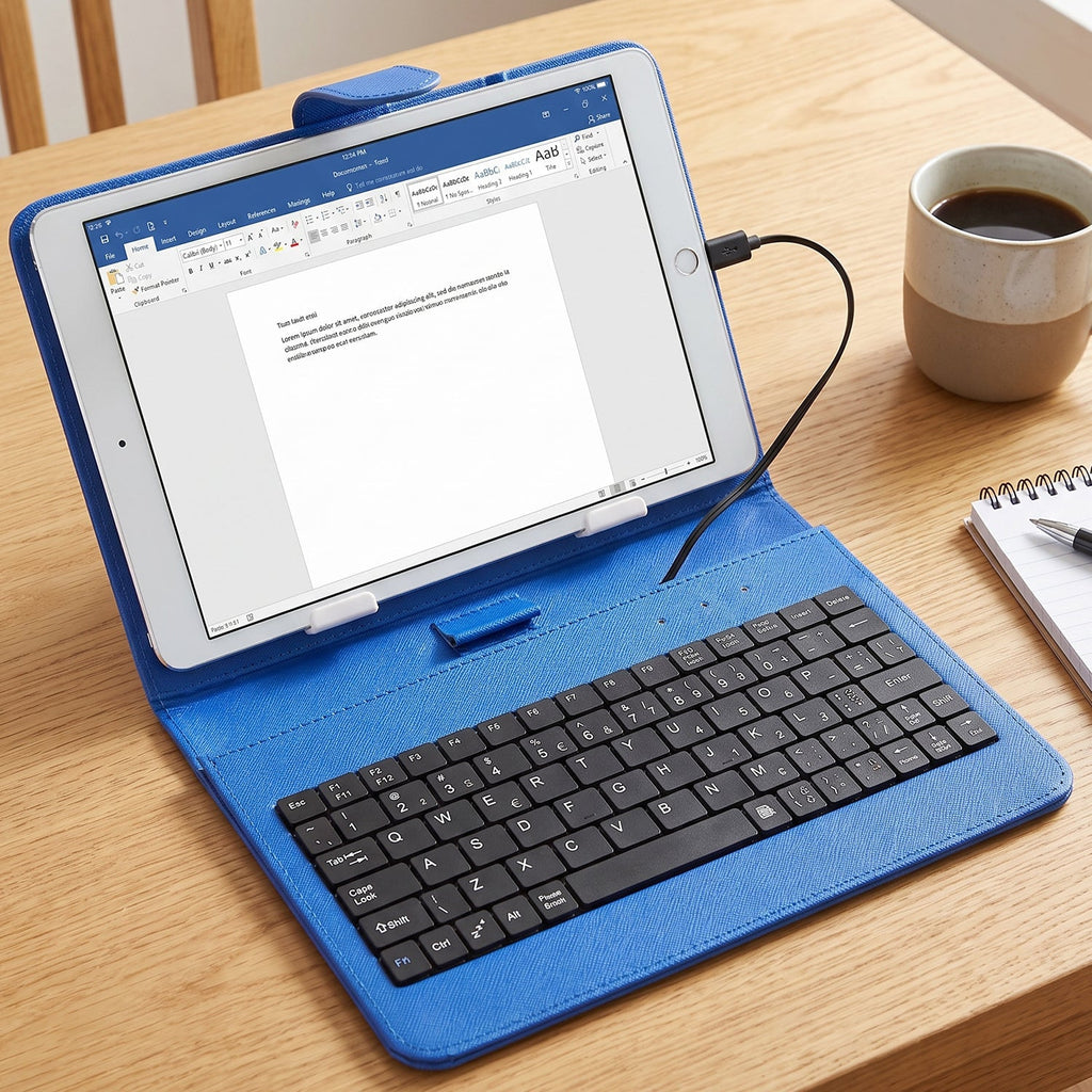 Portable Wired Tablet Keyboard with PU Leather Flip Case and Stand (1 Pc) - Image 7