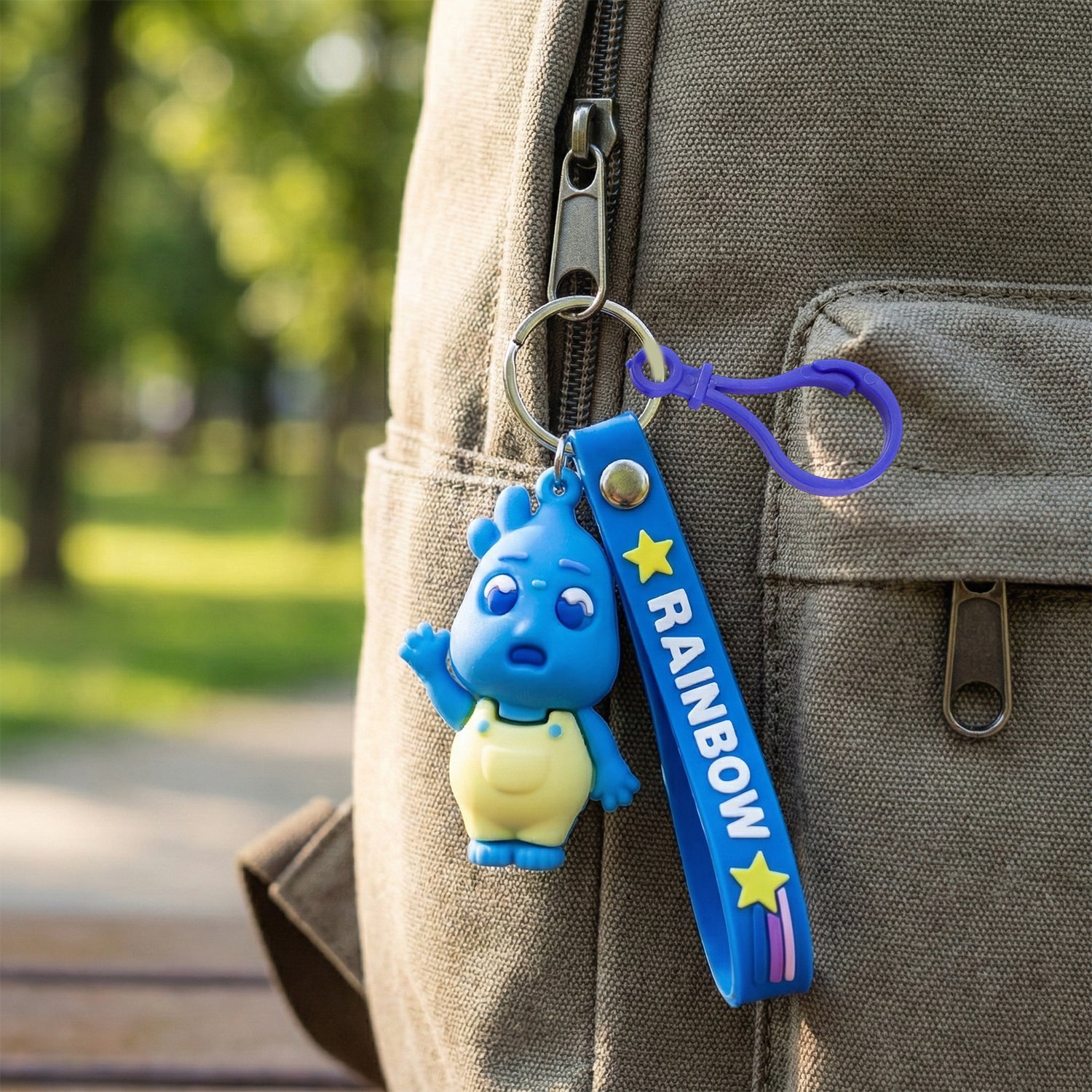 Cute Cartoon Character Keychain With Silicone Strap  Carabiner Clip  1 Pc