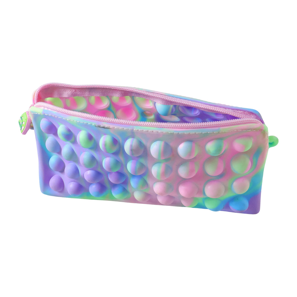 Multicolor Pop It Silicone Pencil Pouch For Kids (1 Pc 21x10 Cm)