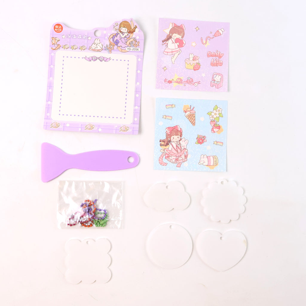 Diy Shrink Art Keychain Making Kit For Kids (1 Set)