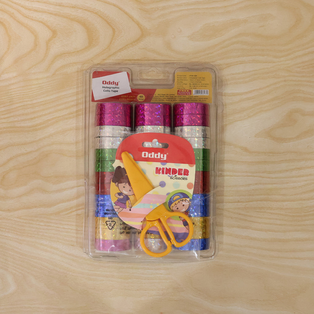 Holographic Decorative Tape Set With Scissors (1 Set 39 Roll)