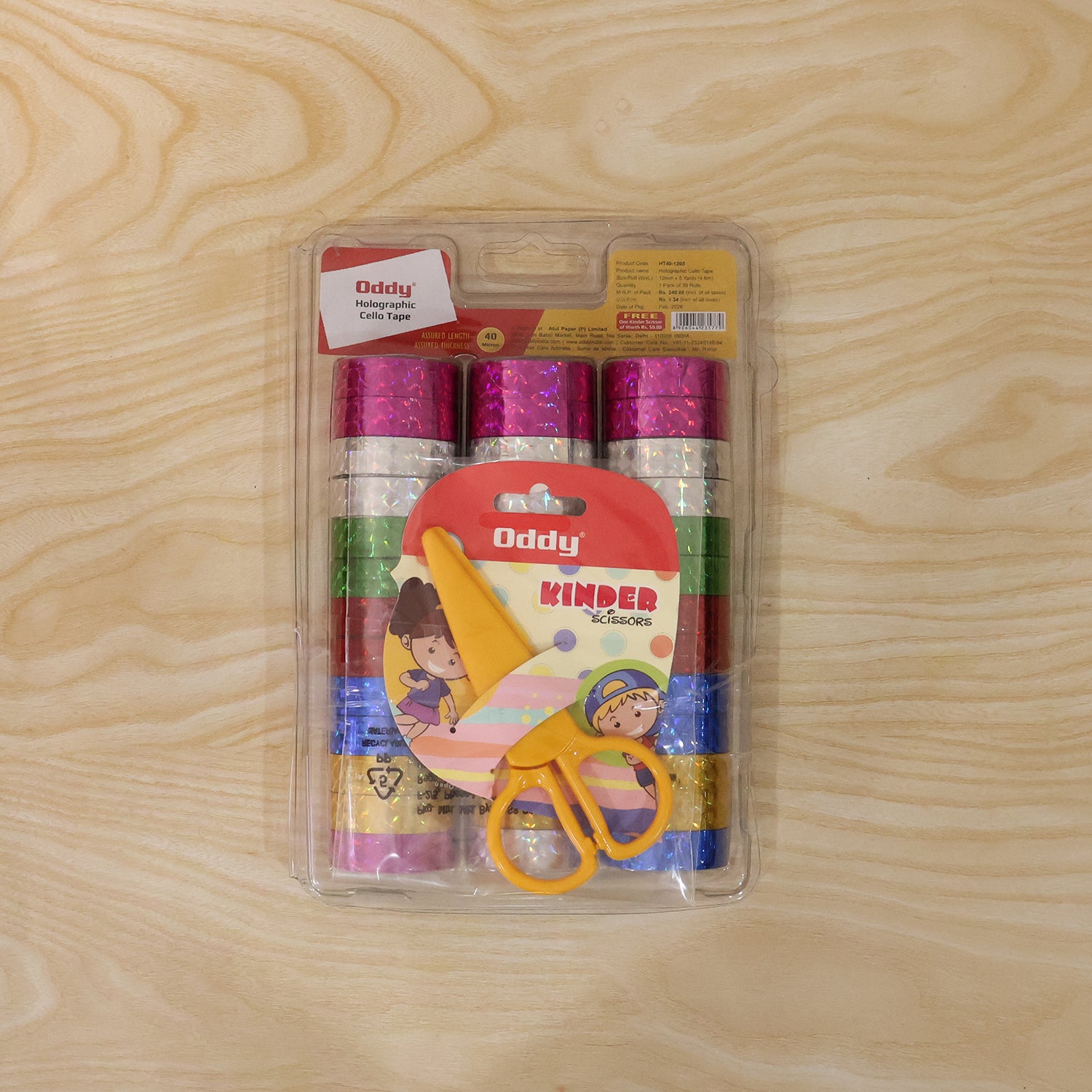 Holographic Decorative Tape Set With Scissors (1 Set 39 Roll)