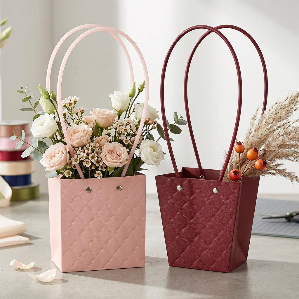 Stylish Foldable Flower Packaging Bag With Handle For Bouquet And Gifting (1 Pc)