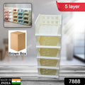 7888 5 Layer Stackable Multifunctional Storagefor Clothes Foldable Drawer Shelf Basket Utility Cart Rack Storage Organizer Cart For Kitchen Pantry Closet Bedroom Bathroom Laundry (5 Layer 1 Pc)
