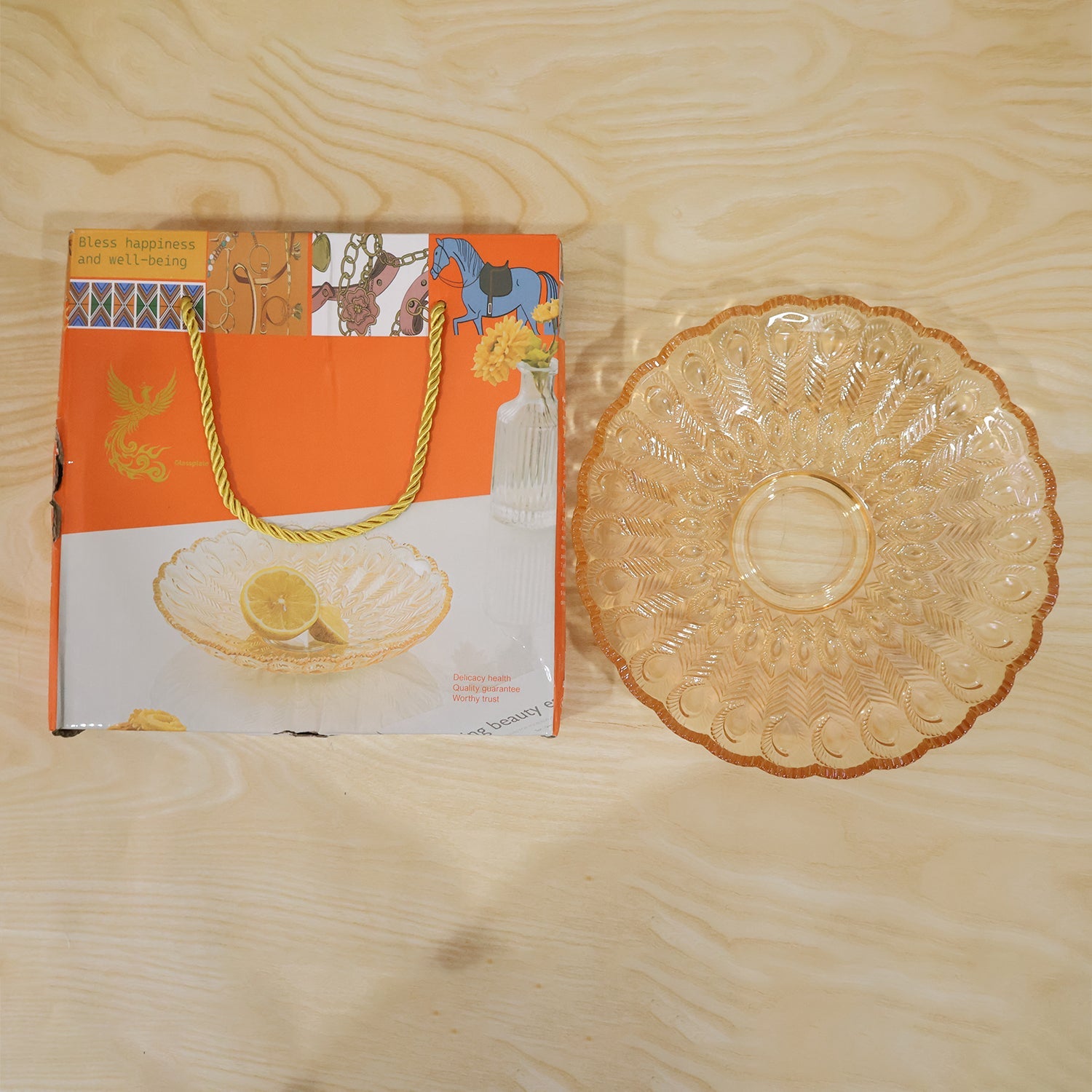 Glass Round Serving Plate 23 X 23 Cm Decorative Fruit Snack Platter (1 Pc)