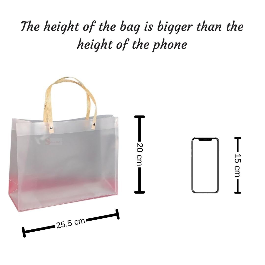Medium size (25X 10 X 20 CM )Translucent Bags Goodie Bags With Handle Gift bag, hamper bag, Carry Bags, shopping gift bag, gift for Gifting, Presents, Return Gifts, Birthday, Party, Festivals - Image 3