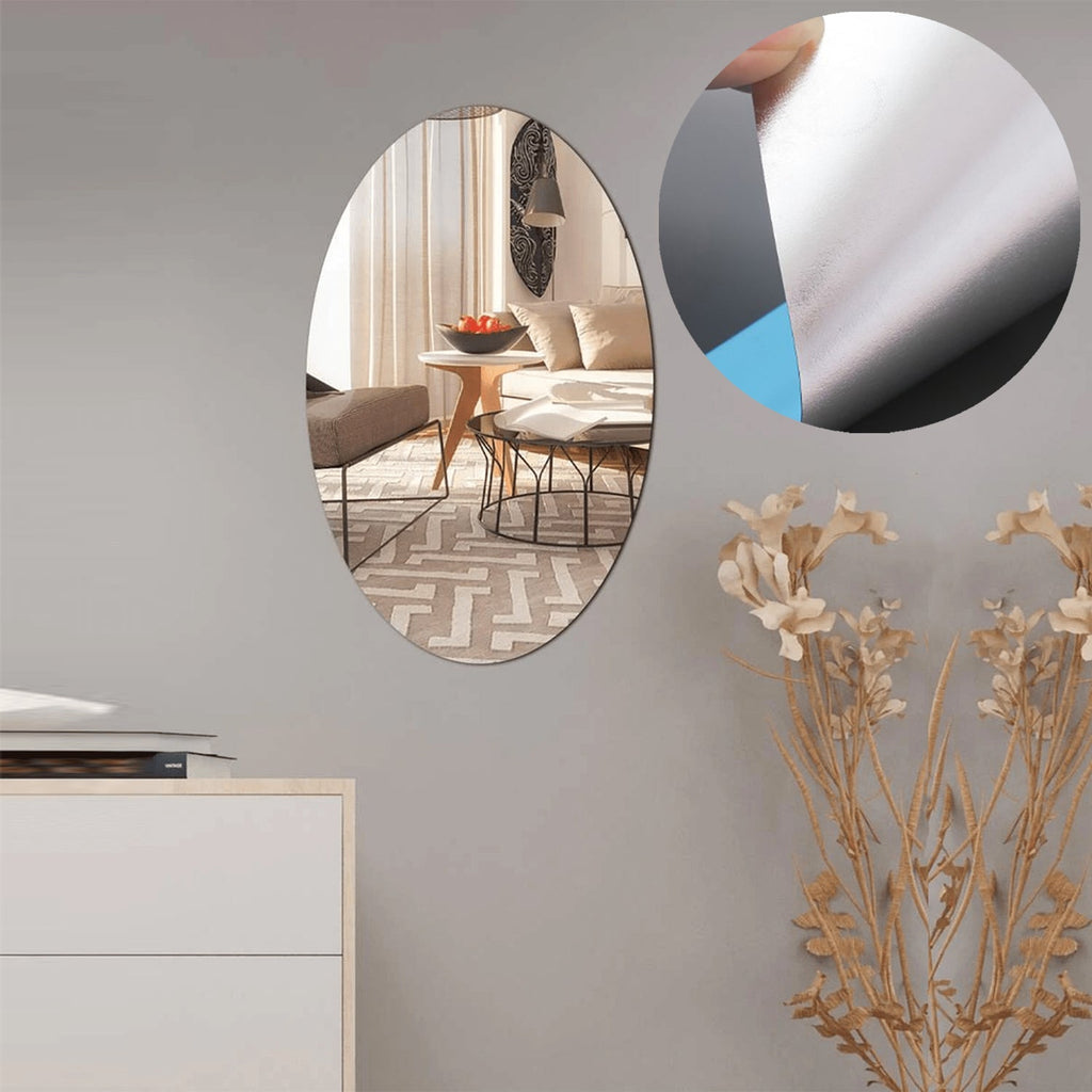 1795 Oval Shape 3d Mirror Sticker Used In All Kinds Of Household And Official Purposes As A Sticker Etc (2 Pc Set)
