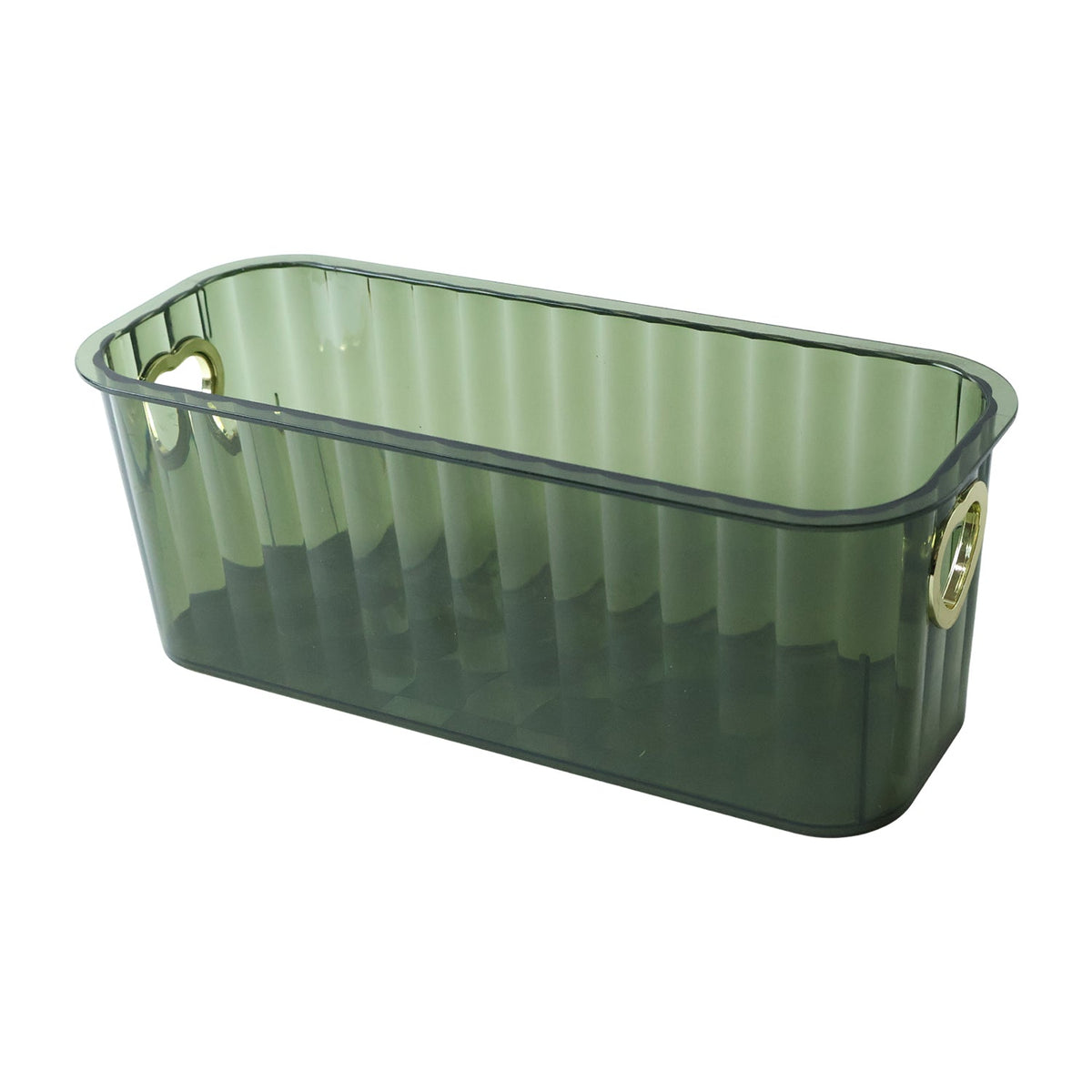 Plastic Storage Basket Transparent Ribbed Organizer with Handles (1 Pc) - Image 5