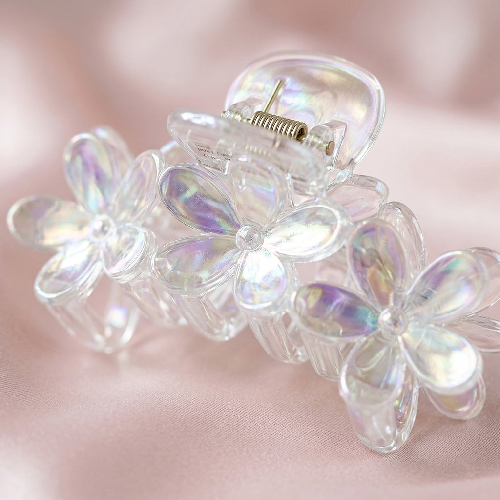 Elegant Transparent Floral Hair Claw Clip (1 Pc)