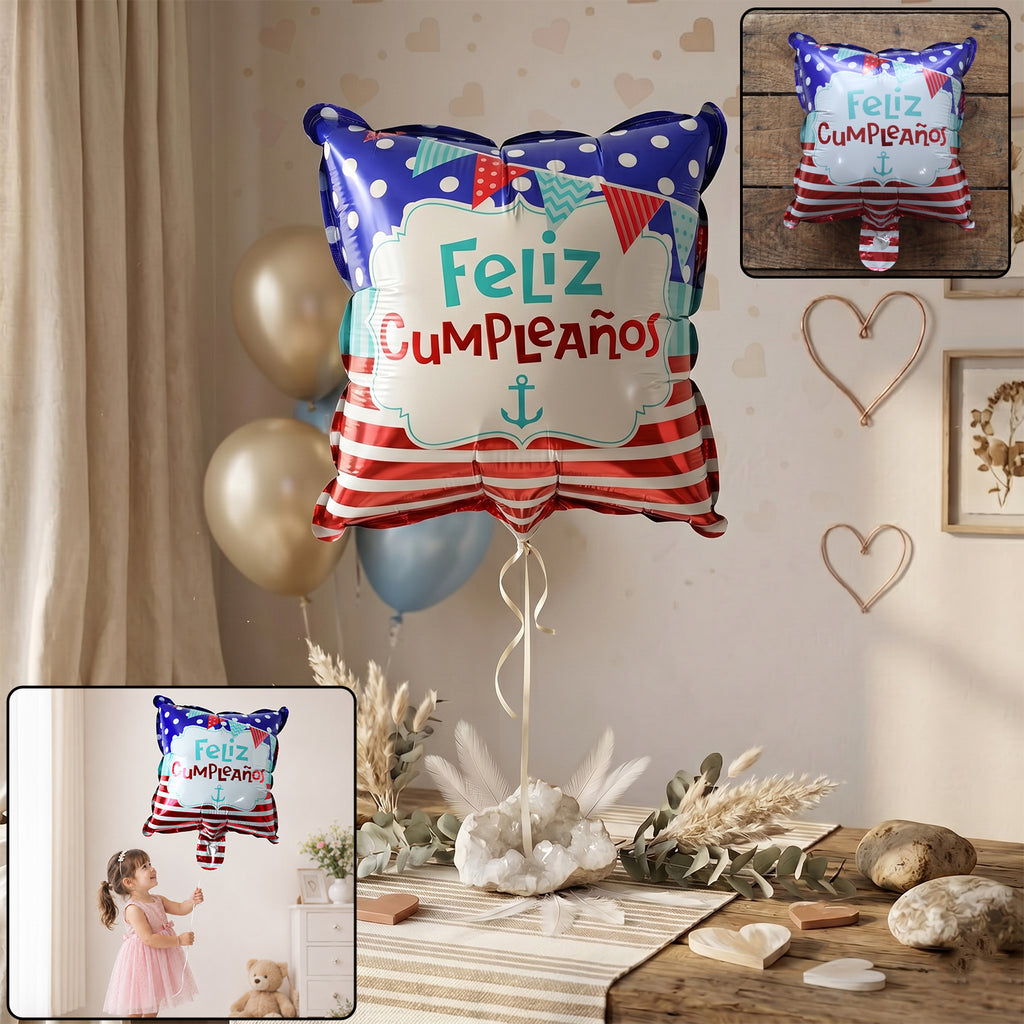 Square Feliz Cumpleanos Birthday Foil Balloon For Decoration (1 Pc)